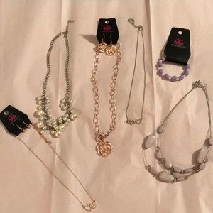 Five Paparazzi necklaces and one child’s bracelet